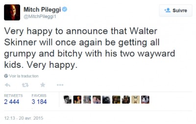 Mitch Pileggi sur Twitter - -Very happy to announce that Walter Skinner will once again be getting all grumpy and bitchy with his two wayward kids  Very happy.-.jpg