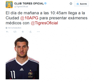 CLUB TIGRES OFICIAL sur Twitter - -El día de mañana a las 10-45am llega a la Ciudad @10APG para presentar exámenes médicos con @TigresOficial http---t.co-PJkgvQgXti- 2015-06-18 16-38-58.png