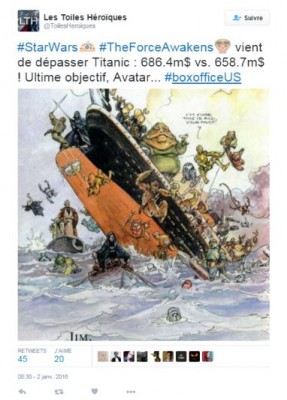 Les Toiles Héroïques sur Twitter - -#StarWars #TheForceAwakens vient de dépasser Titanic - 686 4m$ vs. 658.7m$ ! Ultime objectif, Avatar... #boxofficeUS https---t.co-QOV5v7B6lI-.jpg