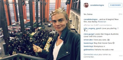 Cara Delevingne sur Instagram -  ..and so it begins! New film, new family #Valerian.jpg