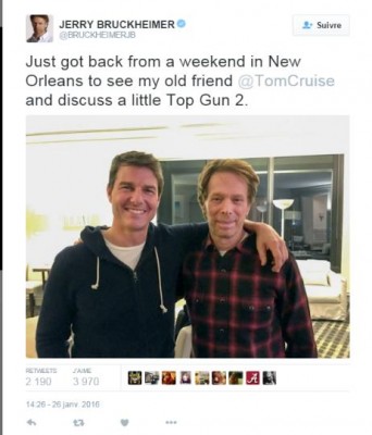 JERRY BRUCKHEIMER sur Twitter - -Just got back from a weekend in New Orleans to see my old friend @TomCruise and discuss a little Top Gun 2.jpg