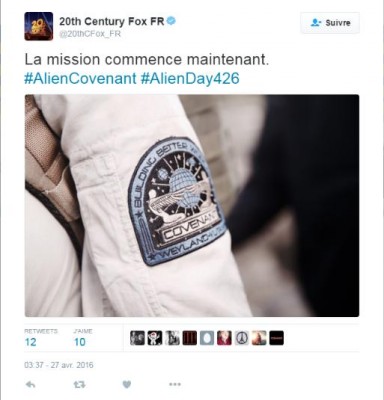 20th Century Fox FR sur Twitter - -La mission commence maintenant  #AlienCovenant #AlienDay426.jpg