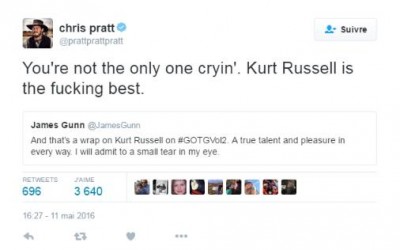 chris pratt sur Twitter - -You're not the only one cryin'  Kurt Russell is the fucking best.jpg