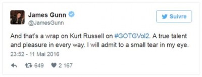 Gardiens de la Galaxie 2 - Kurt Russell quitte le tournage, Chris Pratt et James Gunn font part de leur émotion.jpg