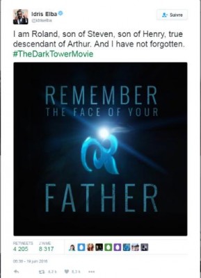 Idris Elba sur Twitter - -I am Roland, son of Steven, son of Henry, true descendant of Arthur  And I have not forgotten. #TheDarkTower.jpg
