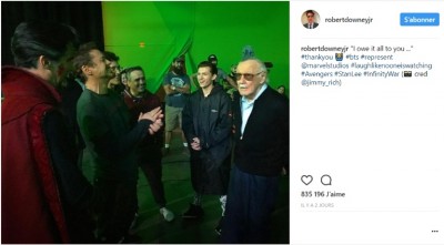 Robert Downey Jr  sur Instagram - -I owe it all to you ...- #thankyou  #bts #represent @marvelstudios #laughlikenooneiswatching #Avengers #StanLee #InfinityWar ( cred….jpg