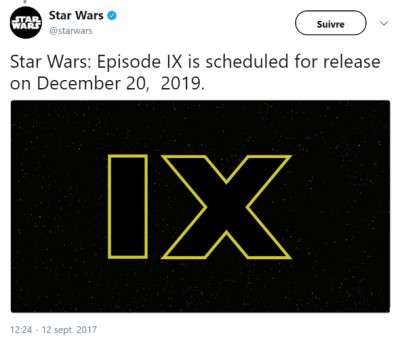 Star Wars sur Twitter - -Star Wars- Episode IX is scheduled for release on December 20, 2019.jpg