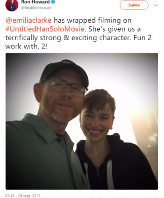 Ron Howard sur Twitter - -@emiliaclarke has wrapped filming.jpg