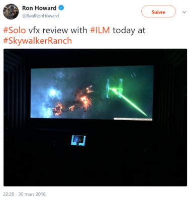 Ron Howard sur Twitter _ _#Solo vfx review with #ILM today at #SkywalkerRanch….jpg