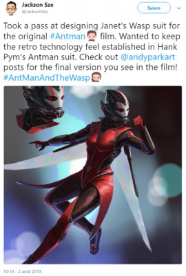 Jackson Sze sur Twitter _ _Took a pass at designing Janet's Wasp suit for the original #Antman film  Wanted to keep the retro technology feel established in Hank Pym's Antman suit. Check out @an.jpg