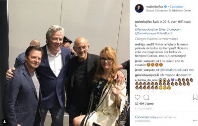 Michael J Fox sur Instagram _ Back in 2018, even Biff made it  @fanexpoboston @lea_thompson @tomwilsonusa #chrislloyd.jpg