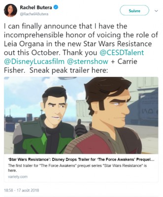 Rachel Butera sur Twitter _ _I can finally announce that I have the incomprehensible honor of voicing the role of Leia Organa in the new Star Wars Resistance out this October  Thank you _@CESDTa.jpg
