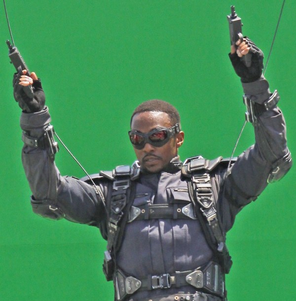 EXCLUSIVE Anthony Mackie, who plays The Falcon, was spotted on the set of "Captain America: Winter Soldier" filming on location in Los Angeles doing his own stunts in front of a giant green screen.Featuring: Anthony MackieWhere: Los Angeles, CA, United StatesWhen: 01 May 2013Credit: Shinn/JFXimages/Wenn.com