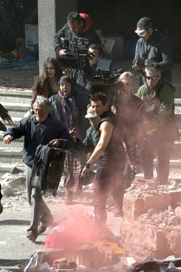 EXCLUSIVE: Elizabeth Olsen and Jeremy Renner on set of 'The Avengers: Age of Ultron'